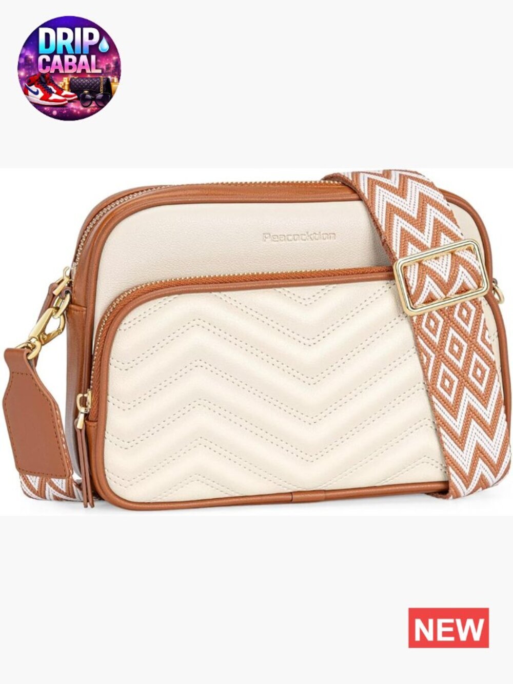 Quilted Vegan Leather Small Crossbody Bag with Wide Strap